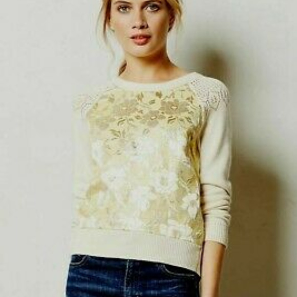 Anthropologie Sweaters - HWR Gold Leaf Pullover Sweater Small